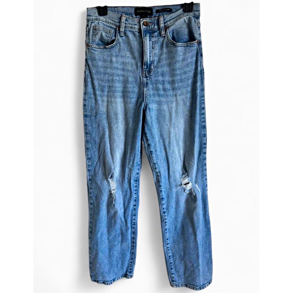 Kendall + Kylie Womens 28 High Rise Skater Jeans Light Wash Distressed Ripped